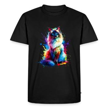 Éclaboussures colorées Art Chat balinais à poil long - T-shirt Premium bio Homme - noir - Devant - Nico (187cm)