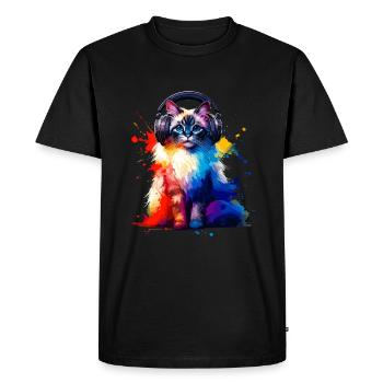 Splash Art Casque Balinais Chat à poil long - T-shirt Premium bio Homme - noir - Devant - Nico (187cm)