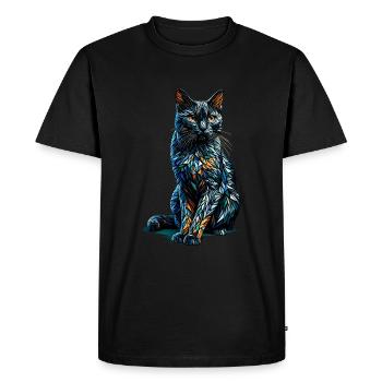 Polygon Art Bombay Cat - Men's Premium Organic T-Shirt - black - Front - Nico (187cm)