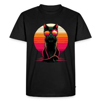 Lunettes de soleil rétro coucher de soleil Bombay Cat - T-shirt Premium bio Homme - noir - Devant - Nico (187cm)