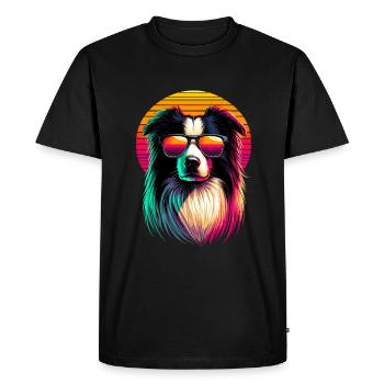 Lunettes de soleil rétro coucher de soleil Border Collie Border - T-shirt Premium bio Homme - noir - Devant - Nico (187cm)