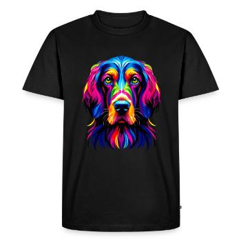 Pop Art coloré Setter anglais Laverack Setter - T-shirt Premium bio Homme - noir - Devant - Nico (187cm)