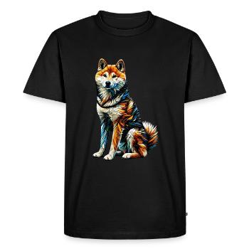 Art Polygonal Japonais Shiba Inu - T-shirt Premium bio Homme - noir - Devant - Nico (187cm)