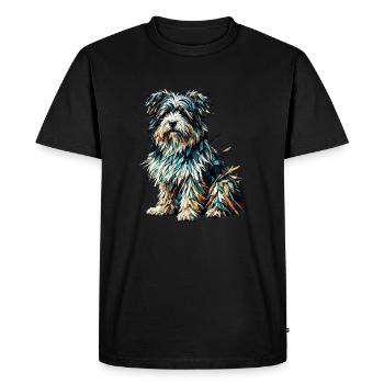 Polygon Art Tibetan Terrier Terriers - Men's Premium Organic T-Shirt - black - Front - Nico (187cm)