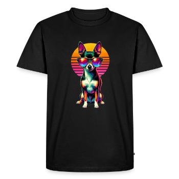 Lunettes de soleil rétro coucher de soleil jouet Fox Terrier Américain - T-shirt Premium bio Homme - noir - Devant - Nico (187cm)