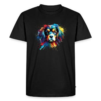 Splash Art coloré Petit Munsterlander - T-shirt Premium bio Homme - noir - Devant - Nico (187cm)