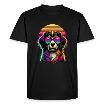 Lunettes de soleil rétro coucher de soleil Petit Münsterländer - T-shirt Premium bio Homme - noir - Devant - Nico (187cm)