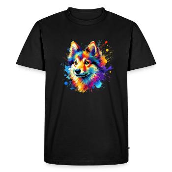 Éclaboussure colorée art suédois Vallhund Västgötaspets - T-shirt Premium bio Homme - noir - Devant - Nico (187cm)