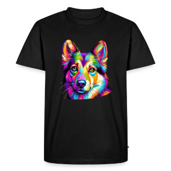 Pop Art Coloré Suédois Vallhund Västgötaspets - T-shirt Premium bio Homme - noir - Devant - Nico (187cm)