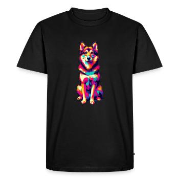 Pop Art Coloré Suédois Vallhund Västgötaspets - T-shirt Premium bio Homme - noir - Devant - Nico (187cm)