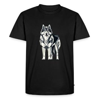 Geometric Art Norwegian Elkhound - Men's Premium Organic T-Shirt - black - Front - Nico (187cm)