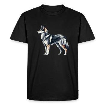 Geometric Art Norwegian Elkhound - Men's Premium Organic T-Shirt - black - Front - Nico (187cm)
