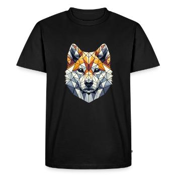 Art géométrique Japonais Shiba Inu - T-shirt Premium bio Homme - noir - Devant - Nico (187cm)