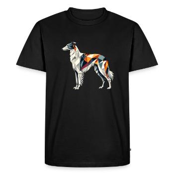 Art géométrique Barzoï Chasse russe Lévrier - T-shirt Premium bio Homme - noir - Devant - Nico (187cm)