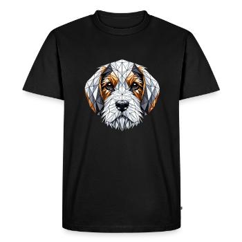 Geometric Art Petit Basset Griffon Vendéen PBGV - Men's Premium Organic T-Shirt - black - Front - Nico (187cm)