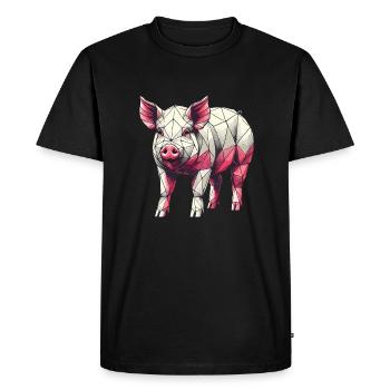 Geometric Art Pig Farmer Pigs Farm - Men's Premium Organic T-Shirt - black - Front - Nico (187cm)