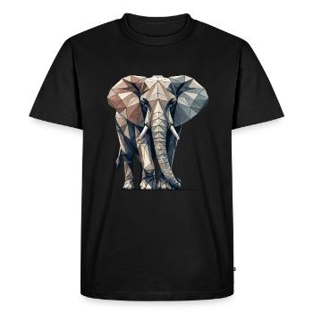 Geometric Art Elephant Elephants Wildlife Safari - Men's Premium Organic T-Shirt - black - Front - Nico (187cm)