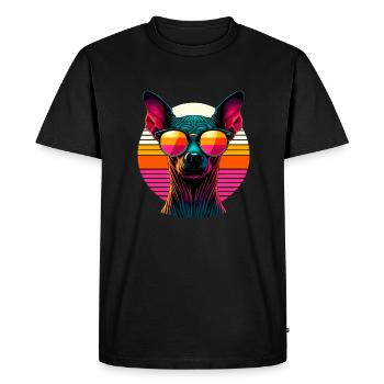 Lunettes de soleil rétro coucher de soleil péruvien chien sans poils - T-shirt Premium bio Homme - noir - Devant - Nico (187cm)