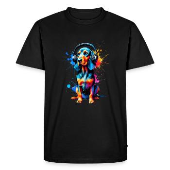 Casque Splash Art coloré Plott Hound Plott - T-shirt Premium bio Homme - noir - Devant - Nico (187cm)