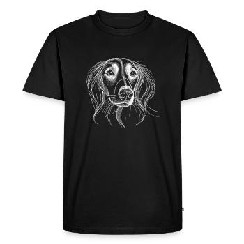 Line Art Saluki Chien Lévrier Persan - T-shirt Premium bio Homme - noir - Devant - Nico (187cm)