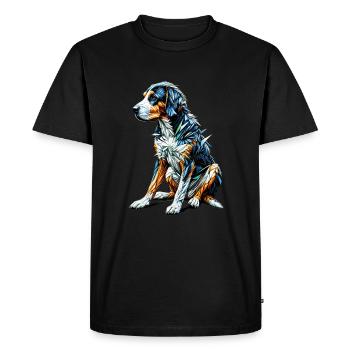Polygon Art Swiss Hound - Men's Premium Organic T-Shirt - black - Front - Nico (187cm)