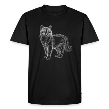Line Art Scottish Fold Chat Scottish Folds Coupari - T-shirt Premium bio Homme - noir - Devant - Nico (187cm)