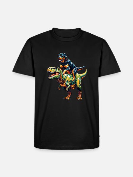 Geometric Art Dinosaur T-Rex Rottweiler - Men's Premium Organic T-Shirt - black