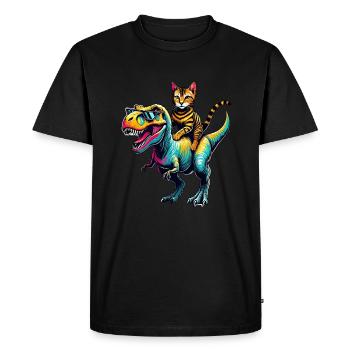 Dinosaure T-Rex Chat du Bengale Tyrannosaurus Rex - T-shirt Premium bio Homme - noir - Devant - Nico (187cm)