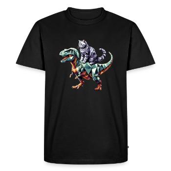 Dinosaure géométrique T-Rex American Shorthair - T-shirt Premium bio Homme - noir - Devant - Nico (187cm)