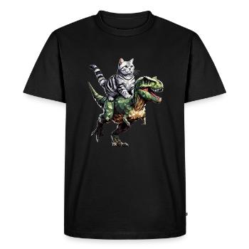 Dinosaure géométrique T-Rex American Shorthair - T-shirt Premium bio Homme - noir - Devant - Nico (187cm)
