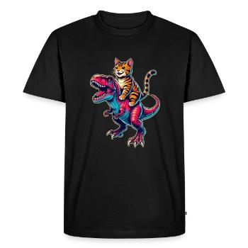 Dinosaure T-Rex Chat du Bengale Tyrannosaurus Rex - T-shirt Premium bio Homme - noir - Devant - Nico (187cm)