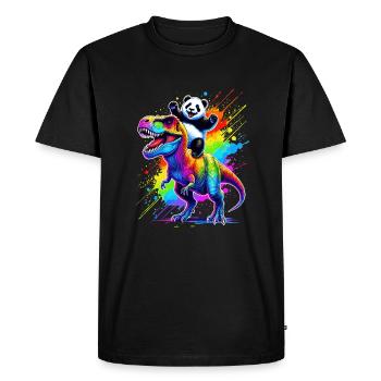 Splash Art Dinosaur T-Rex Panda Tyrannosaurus Rex - Men's Premium Organic T-Shirt - black - Front - Nico (187cm)