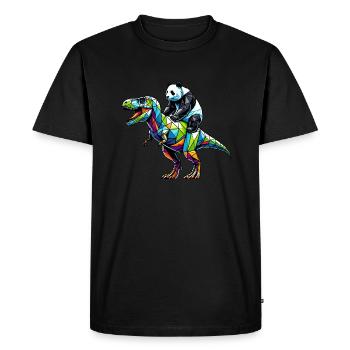 Art Géométrique Dinosaure T-Rex Panda Tyrannosaure - T-shirt Premium bio Homme - noir - Devant - Nico (187cm)