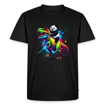 Splash Art Dinosaur T-Rex Panda Tyrannosaurus Rex - Men's Premium Organic T-Shirt - black - Front - Nico (187cm)