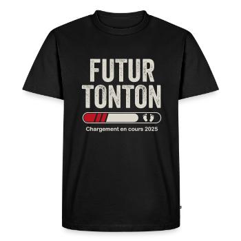 Pregnancy Announcement Uncle Future Uncle 2025 - Men's Premium Organic T-Shirt - black - Front - Nico (187cm)