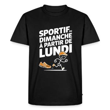 Sportif Du Dimanche À Partir De Lundi Humour Sport - T-shirt Premium bio Homme - noir - Devant - Nico (187cm)