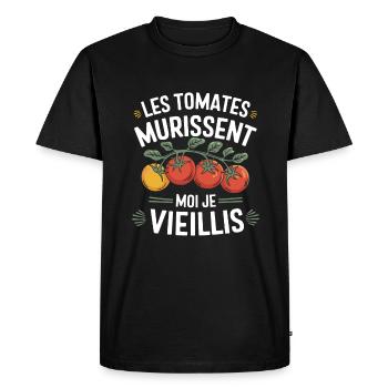 Les Tomates Mûrissent Tomate Jardinage Drôle - T-shirt Premium bio Homme - noir - Devant - Nico (187cm)