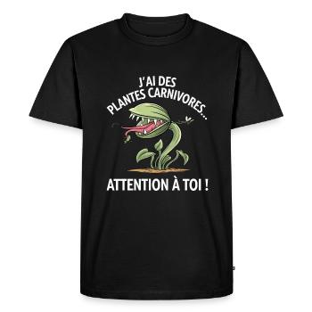 Plantes Carnivores Jardinage Drôle Jardinier - T-shirt Premium bio Homme - noir - Devant - Nico (187cm)
