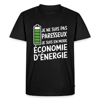 Je Suis Pas Paresseux En Mode Économie D'énergie - T-shirt Premium bio Homme - noir - Devant - Nico (187cm)