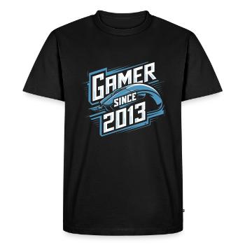 Gamer Depuis 2013 Cadeau Anniversaire Geek - T-shirt Premium bio Homme - noir - Devant - Nico (187cm)