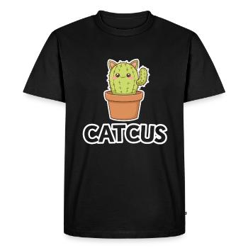Catcus Cactus Chat Mignon Cat Jeu De Mot Drôle - T-shirt Premium bio Homme - noir - Devant - Nico (187cm)