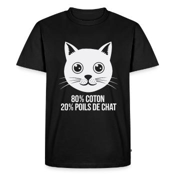 80% Coton 20% Poils De Chat Humour Chatons - T-shirt Premium bio Homme - noir - Devant - Nico (187cm)
