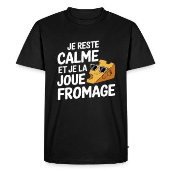 I stay calm and I play it cool cheese relax - Men's Premium Organic T-Shirt - black - Front - Nico (187cm)
