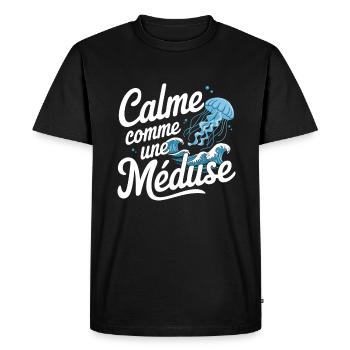 Calme Comme Une Méduse Océan Mer Marin - T-shirt Premium bio Homme - noir - Devant - Nico (187cm)
