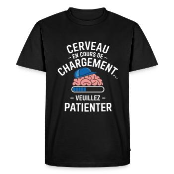 Brain Loading Wait Funny - Men's Premium Organic T-Shirt - black - Front - Nico (187cm)