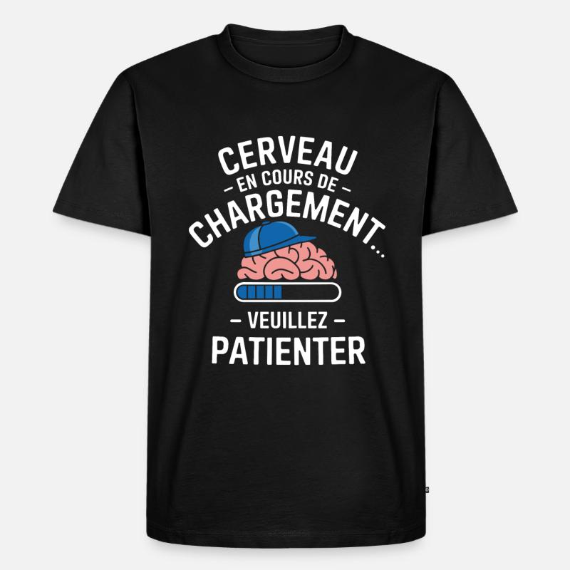 Brain Loading Wait Funny - Men's Premium Organic T-Shirt - black