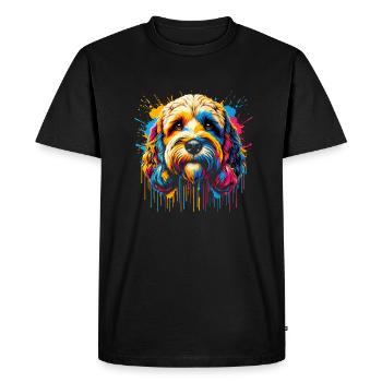 Splash Art Cockapoo Cockapoos Cockerpoo - T-shirt Premium bio Homme - noir - Devant - Nico (187cm)