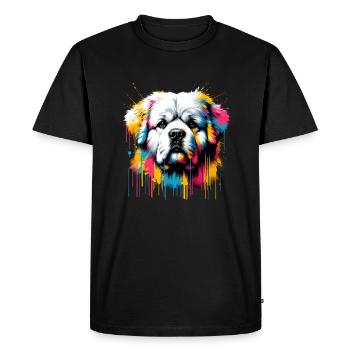 Coloré Splash Art Bolognaise Chien Bichon - T-shirt Premium bio Homme - noir - Devant - Nico (187cm)