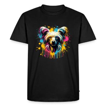 Splash Art Chien à crête chinoise Crestie - T-shirt Premium bio Homme - noir - Devant - Nico (187cm)