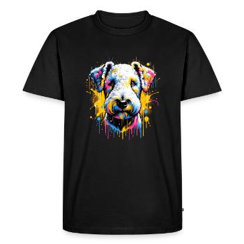 Splash Art Bedlington Terrier Rothbury Terrier - Men's Premium Organic T-Shirt - black - Front - Nico (187cm)